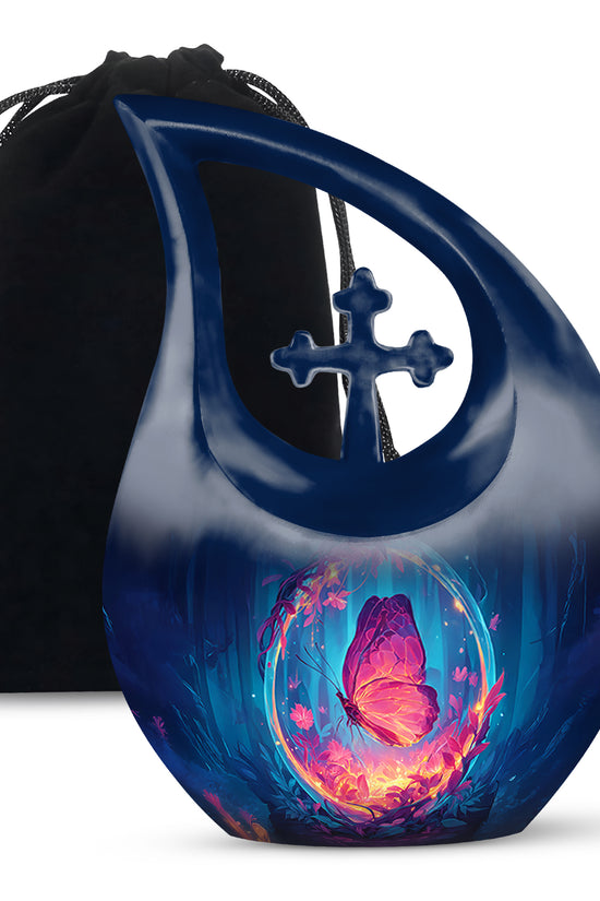 Artisic Butterfly Cremation Urn - Aluminum Memorial Urn For Male & Female