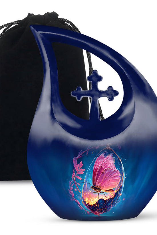 Mystic Butterfly Creamtion Urn - Large Memorial Urn For Human Ashes