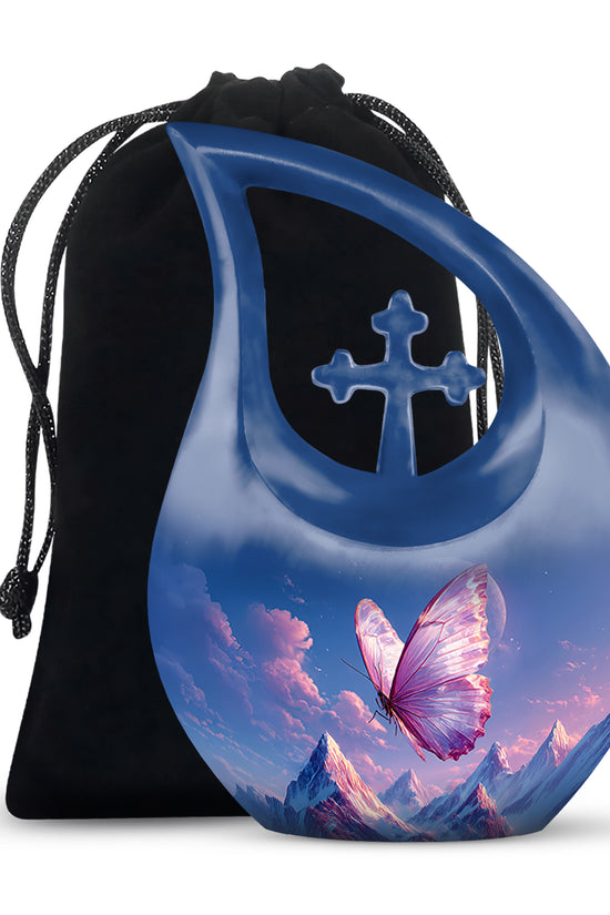 Butterfly Cremation Urn - Beautiful Mountain Funeral Urn For Ashes