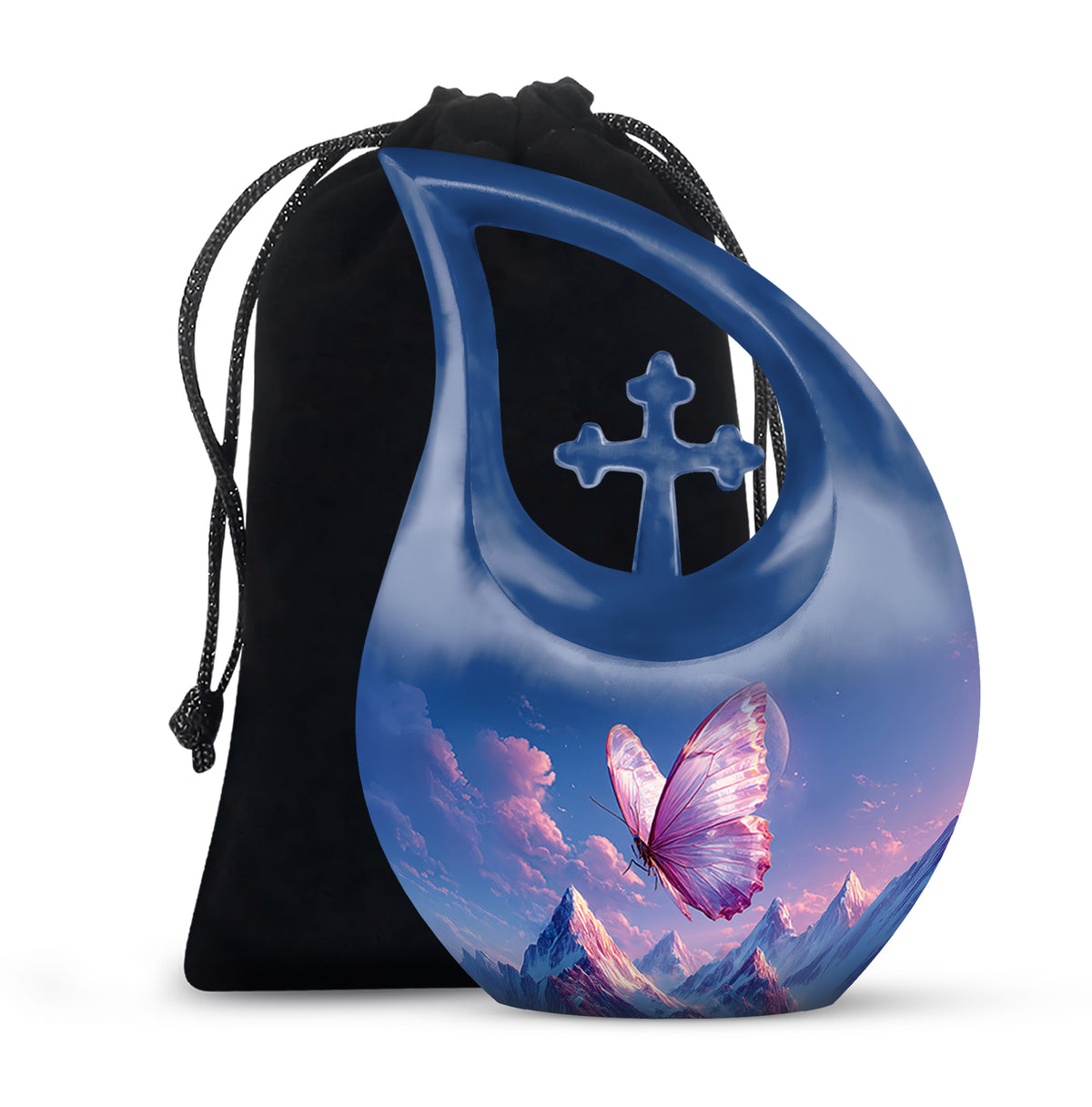 Butterfly Cremation Urn - Beautiful Mountain Funeral Urn For Ashes