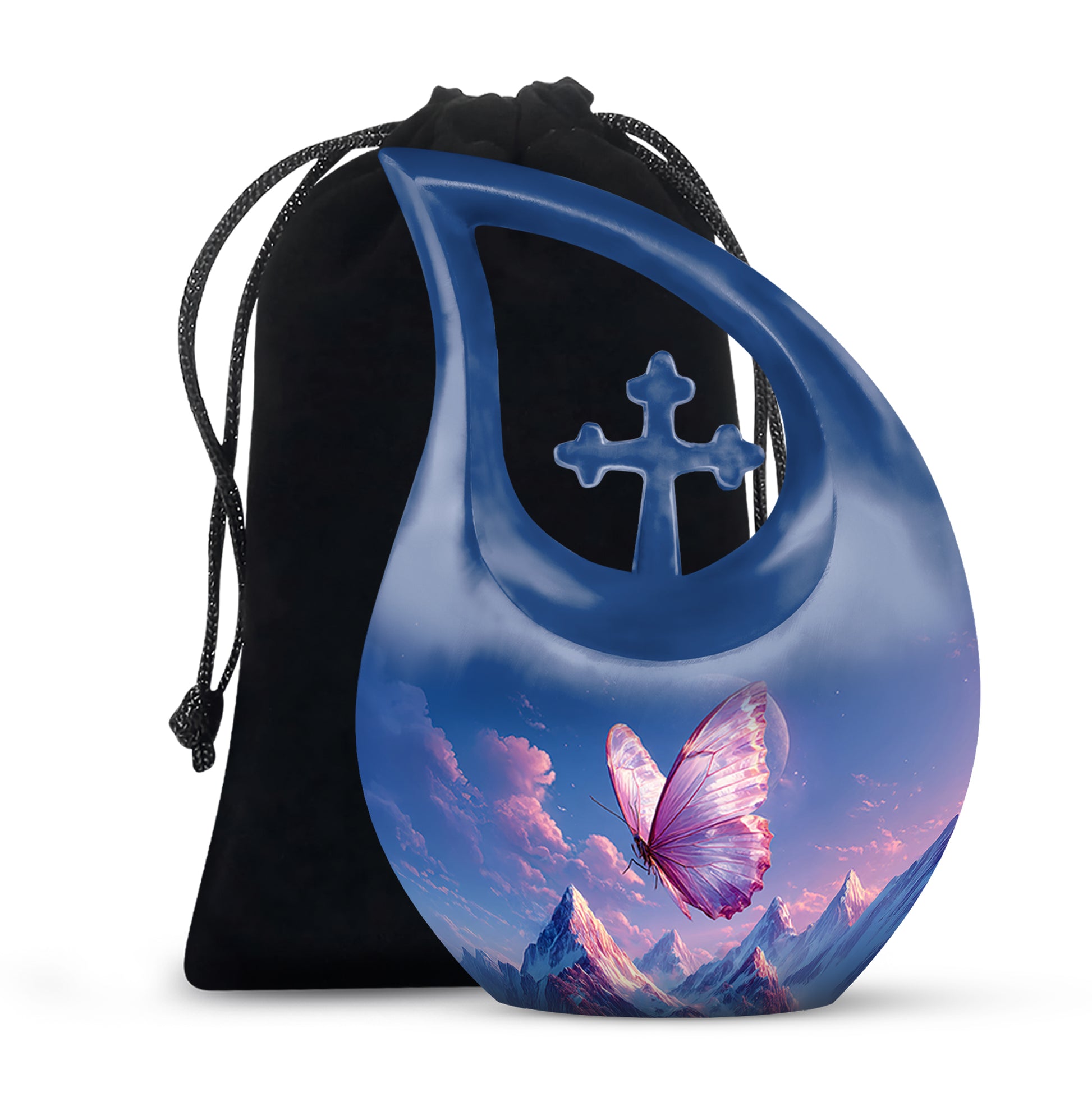 Butterfly Cremation Urn - Beautiful Mountain Funeral Urn For Ashes
