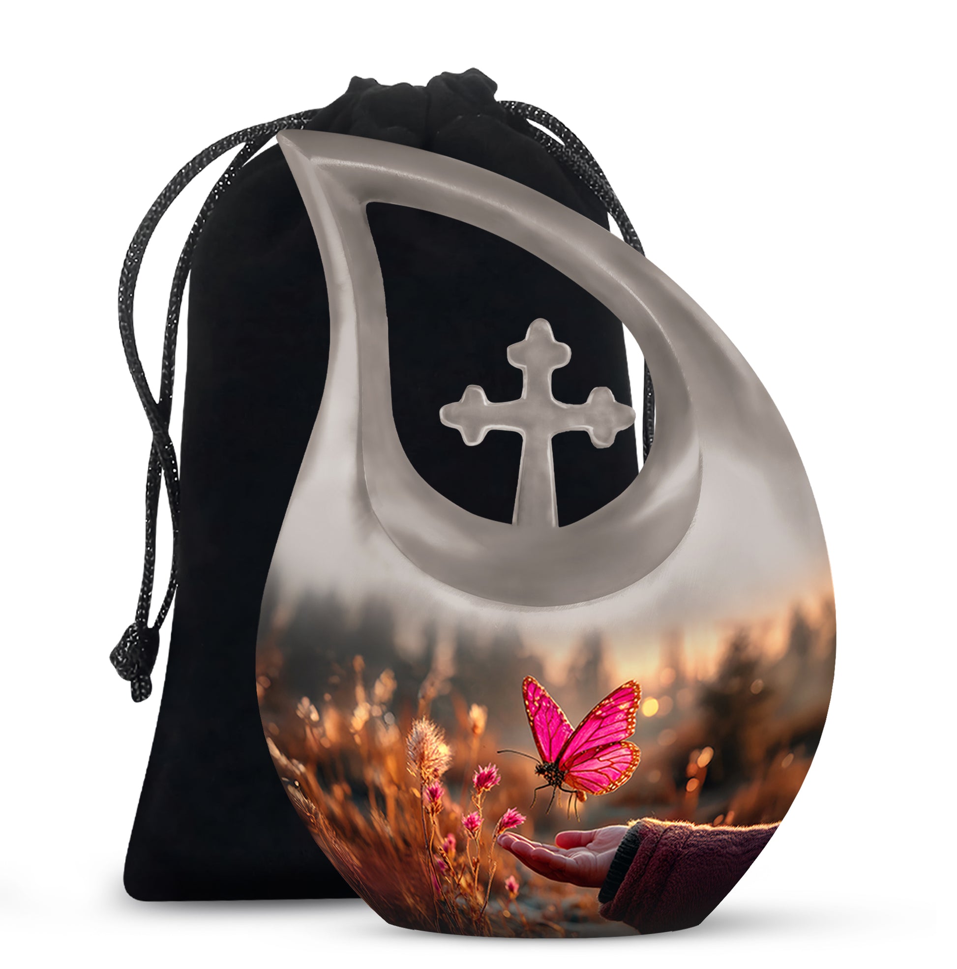 Pink Butterfly Cremation Urn - Elegant Memorial Urn For Human Ashes