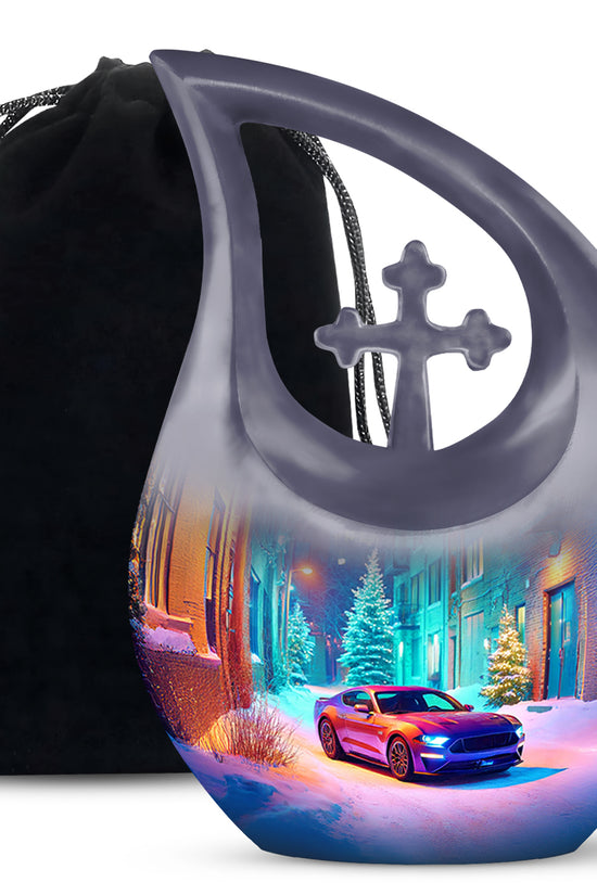 Snow Night Cremation Urn - Classic Car Urns For Human Ashes