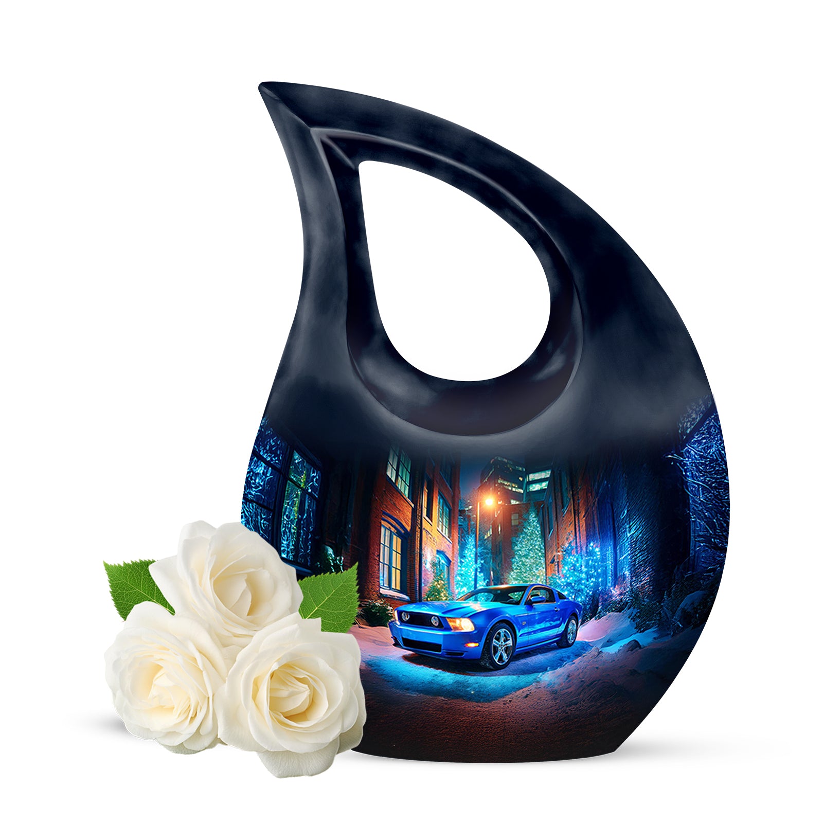 Personalized Seraphic Car Cremation Urns - Blue 10-inch, 200 cu in - Karyliz