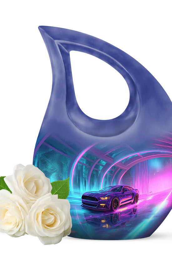 Personalized Blue Sovereign Car Cremation Urns for Human Ashes - 10-inch, 200 cu in - Karyliz