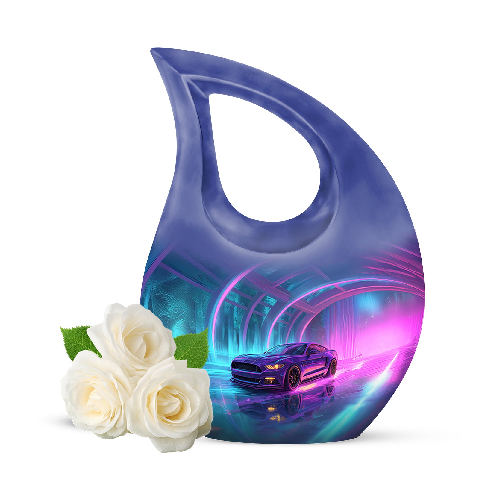 Personalized Blue Sovereign Car Cremation Urns for Human Ashes - 10-inch, 200 cu in - Karyliz