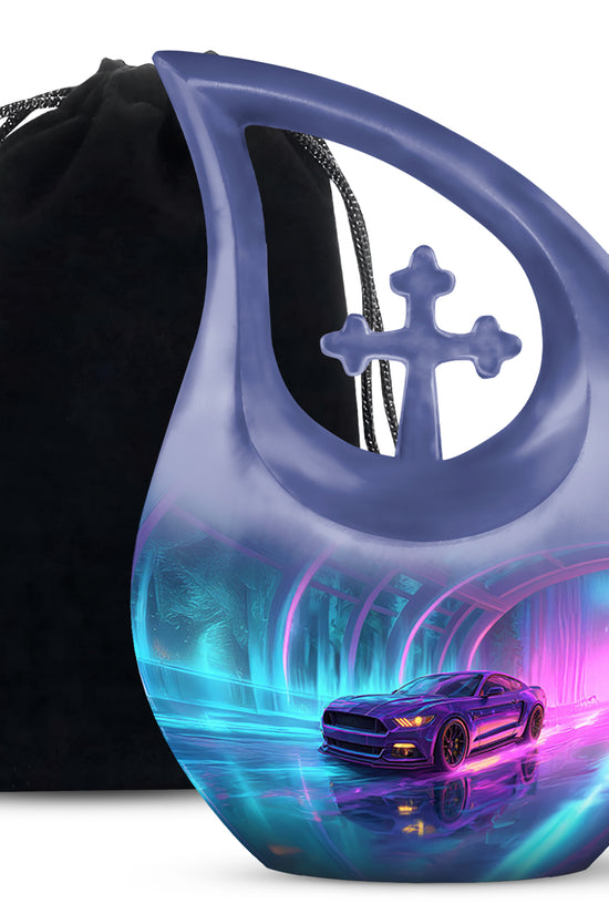 Neon-Purple Muscle Car - Decorative Memorial Container For Ashes