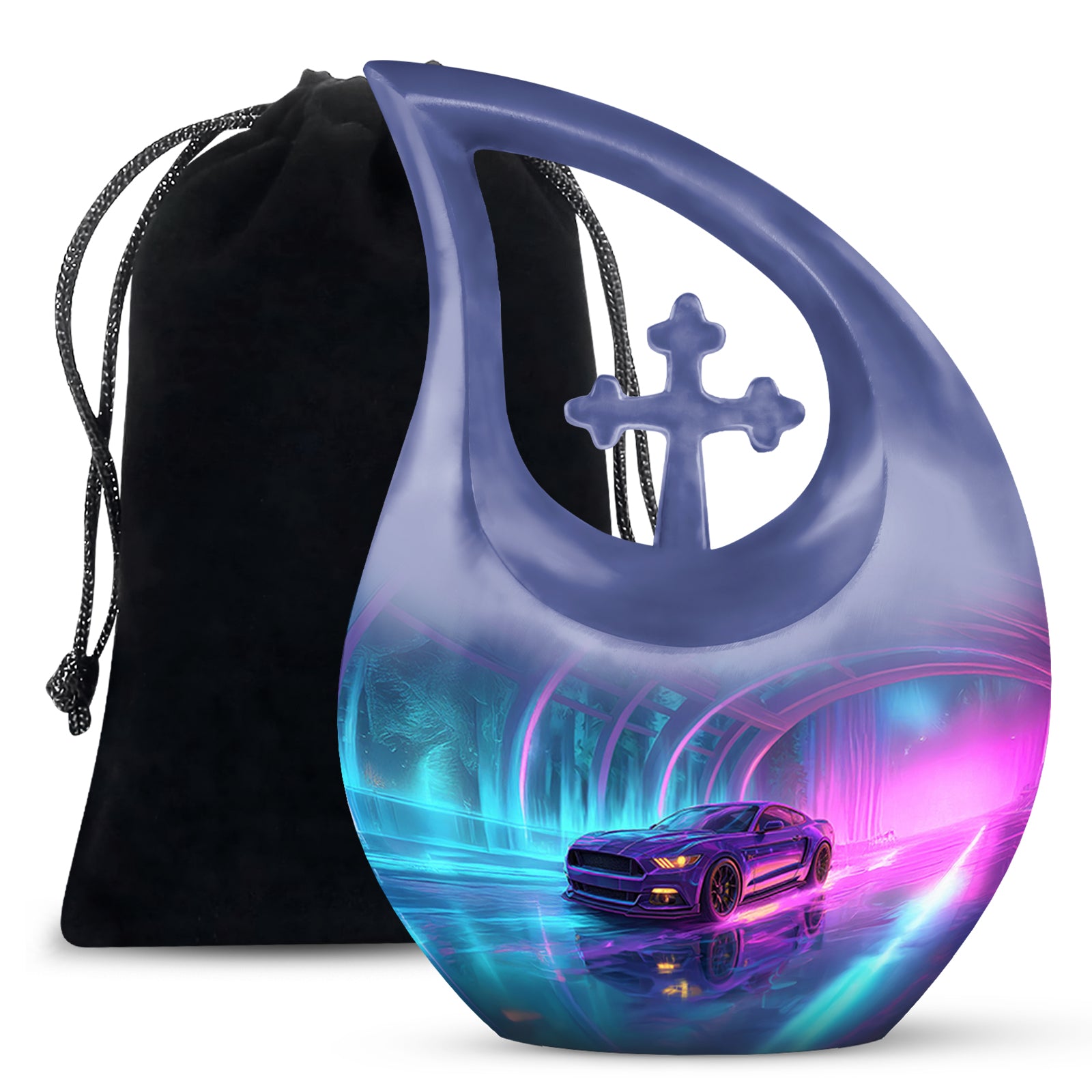 Neon-Purple Muscle Car - Decorative Memorial Container For Ashes