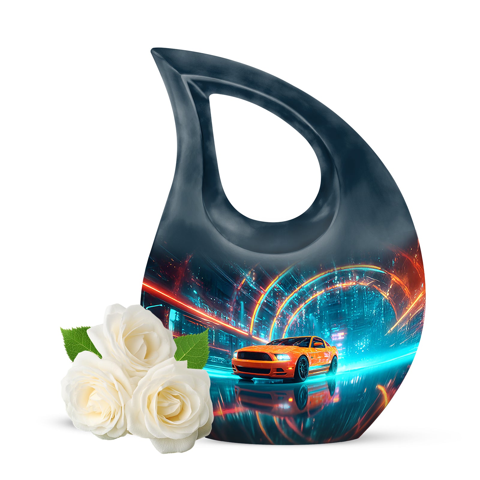 Dignified Blue Car Cremation Urn for Ashes - 10-inch, 200 cu in - Karyliz