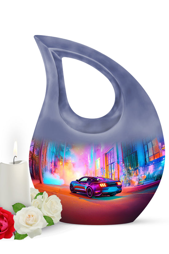 Personalized Purple Cherished Car Cremation Urns for Human Ashes - 10-inch, 200 cu in - Karyliz