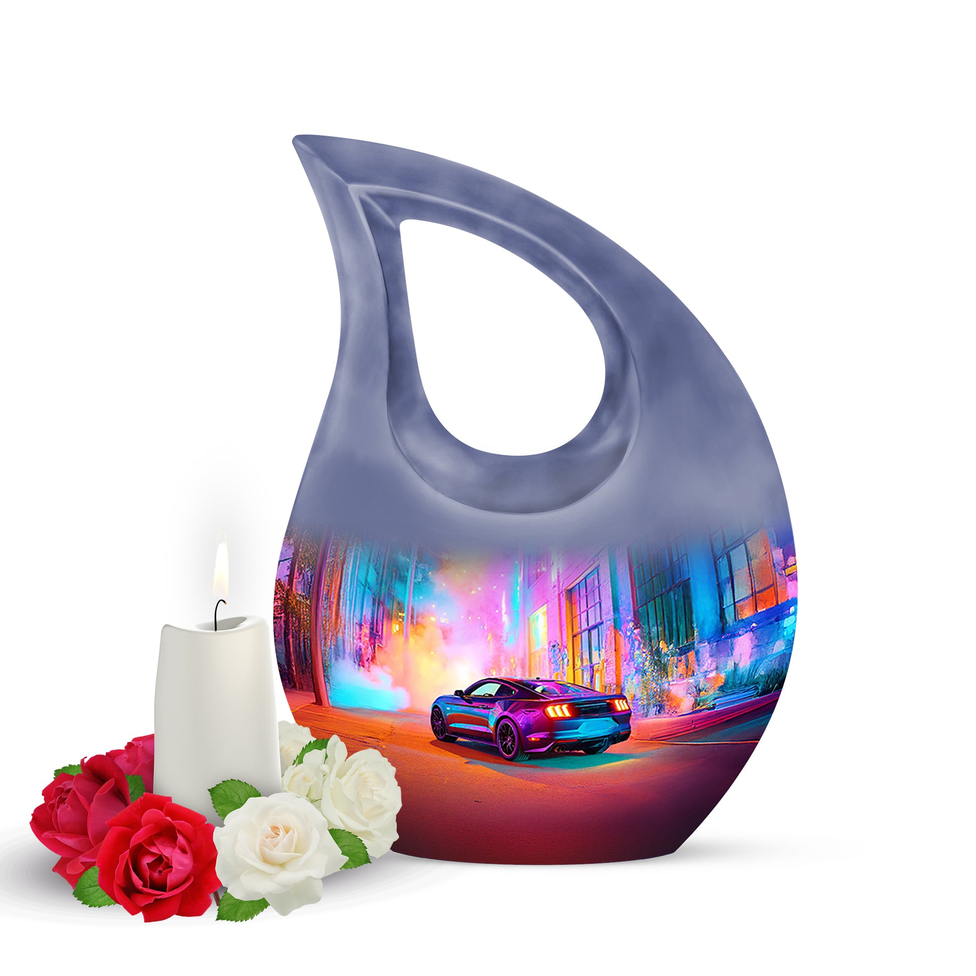 Personalized Purple Cherished Car Cremation Urns for Human Ashes - 10-inch, 200 cu in - Karyliz