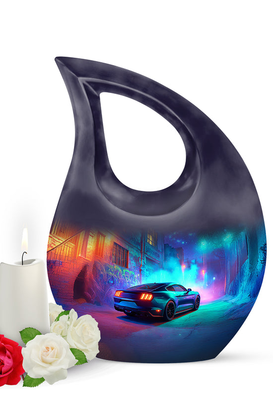 Blue Car Passage Cremation Urns for Human Ashes - 10-inch, 200 cu in - Karyliz