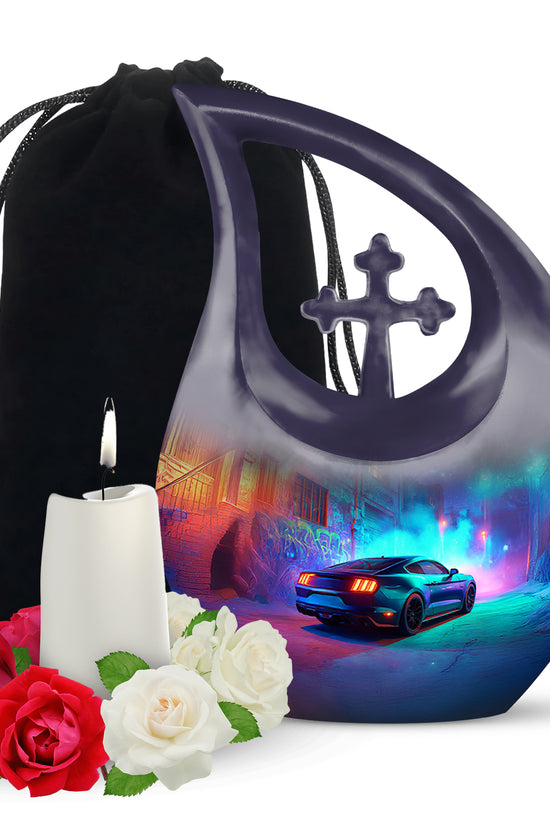 Neon Muscle Car Memorial Urn - Muscle Car Urns For Ashes