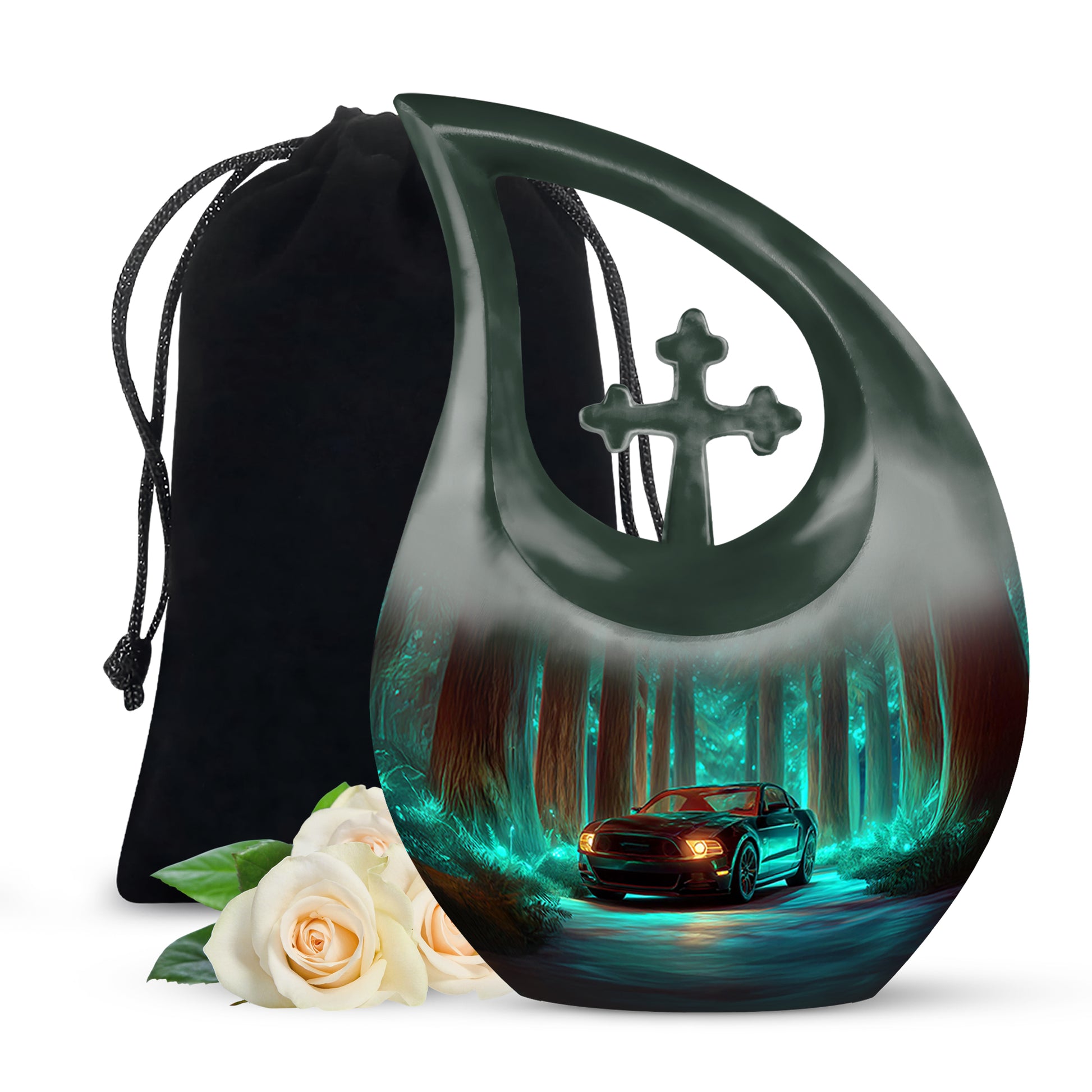 American Muscle Car Memorial Urn - Neon Green Urn For Funeral Ashes