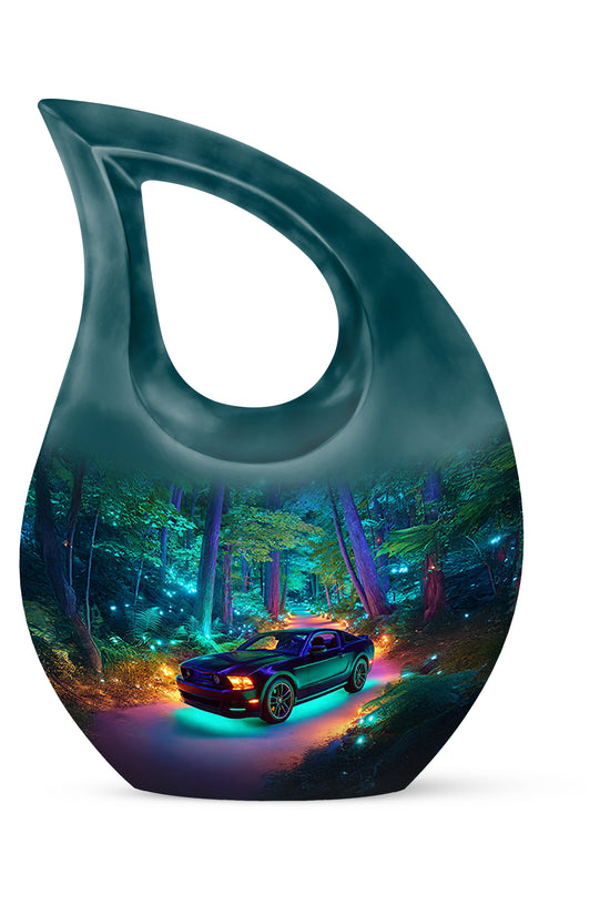 Lustrous Car Cremation Urns for Human Ashes - Blue 10-inch - Karyliz