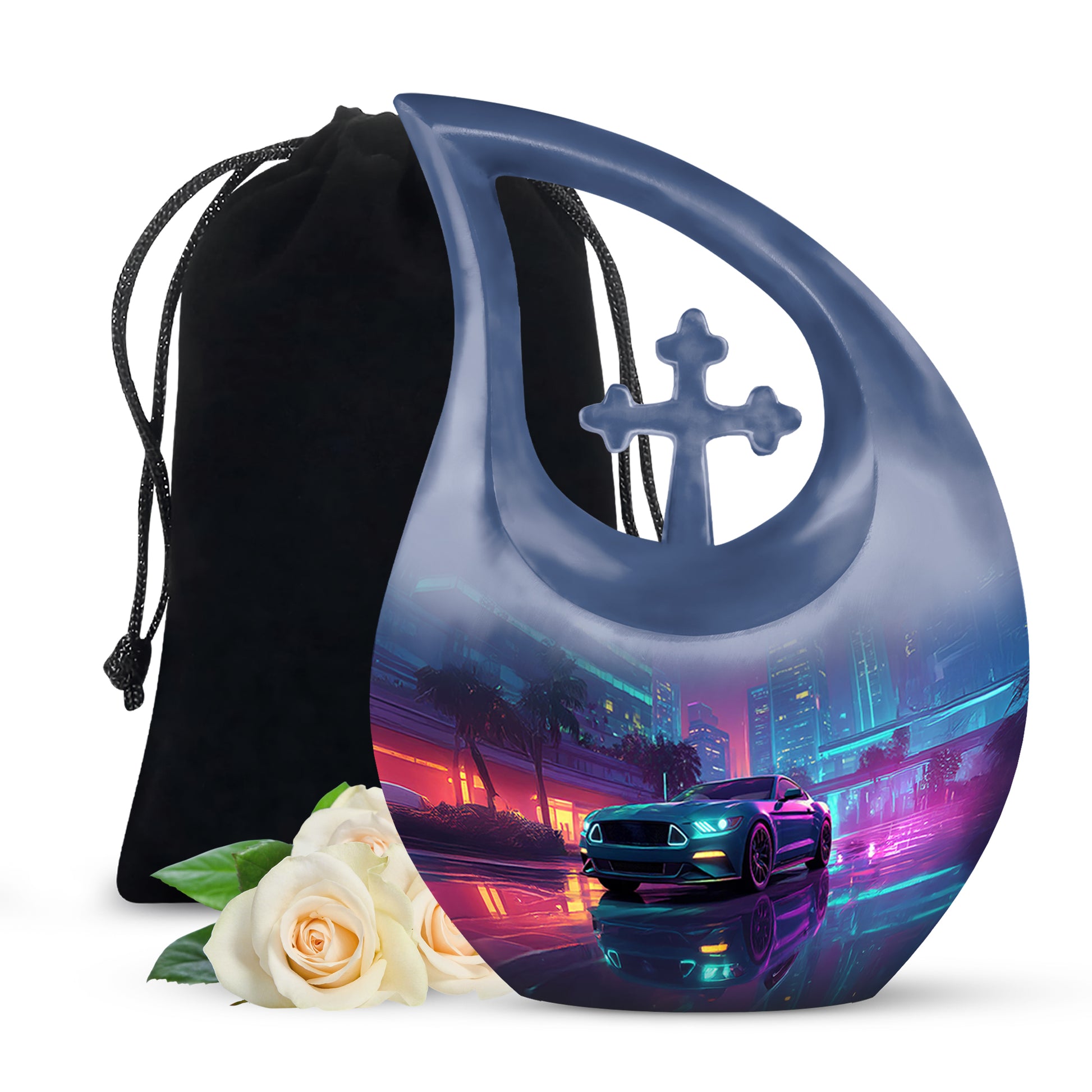 Neon City Memorial Urn For Cremation - Neon Muscle Urn For Men & Women
