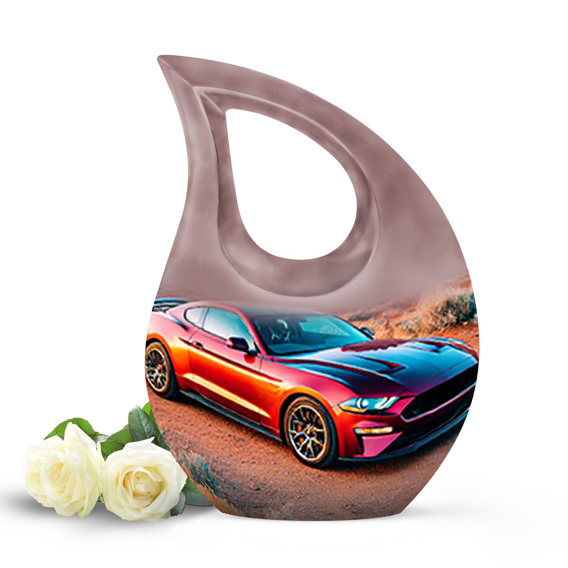 Personalized Silver Sovereign Car Cremation Urns for Human Ashes - 10-inch, 200 cu in - Karyliz