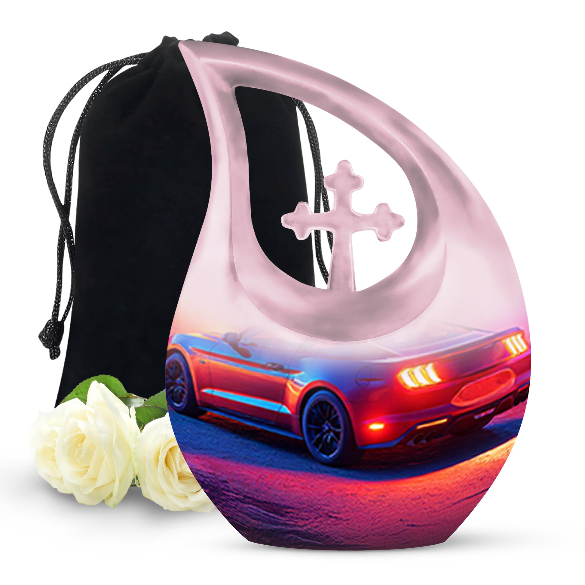 Sports Car Funeral Urn For Men - Pink Cremation Urn For Ashes Burial