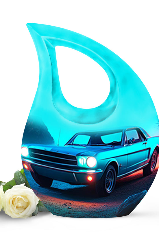 Personalized Blue Sovereign Car Cremation Urns for Human Ashes - 10-inch, 200 cu in - Karyliz