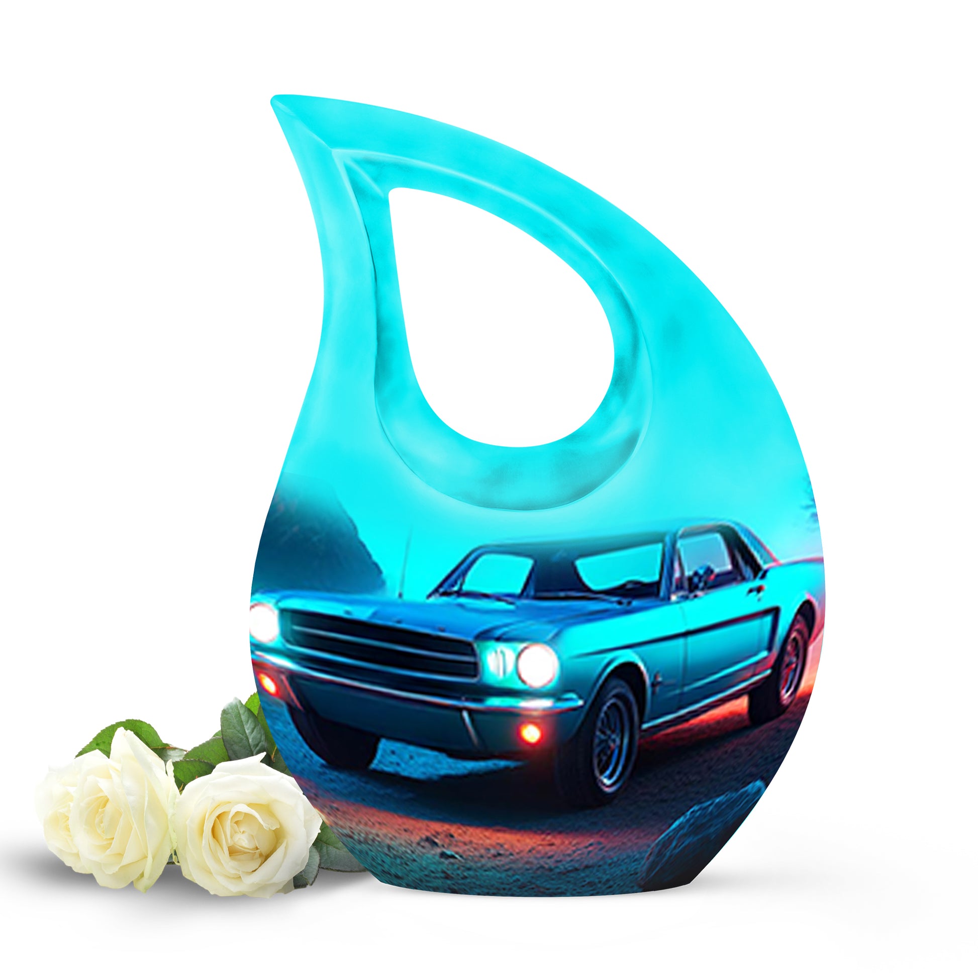 Personalized Blue Sovereign Car Cremation Urns for Human Ashes - 10-inch, 200 cu in - Karyliz