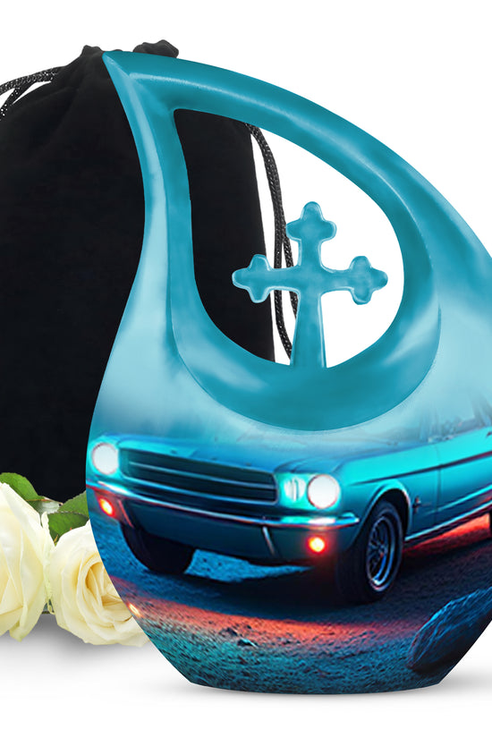 Neon Green Vintage Car Funeral Urn - Classic Car Cremation Urn For Sale