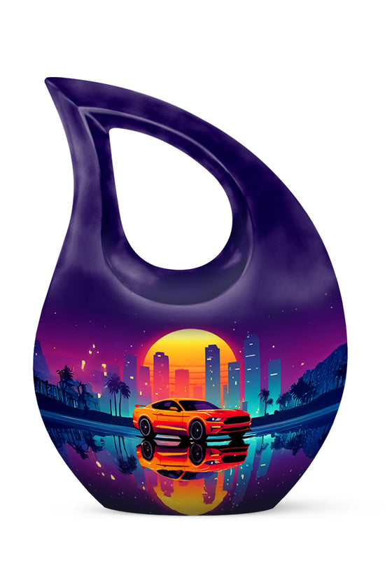 Purple Car Memorial Cremation Urns for Human Ashes - 10-inch, 200 cu in - Karyliz