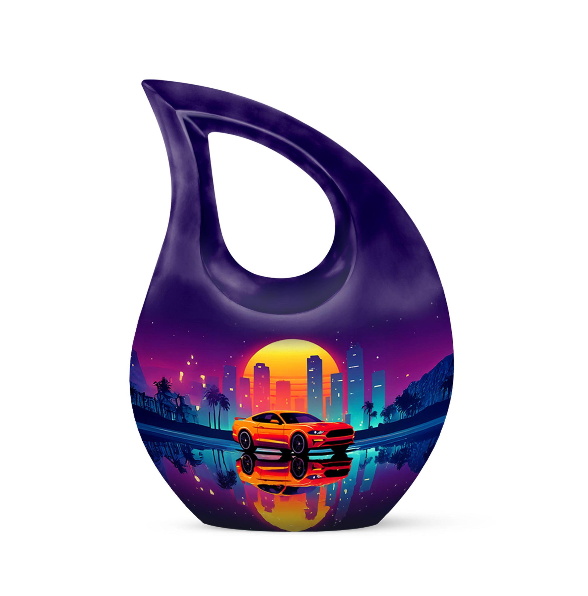 Purple Car Memorial Cremation Urns for Human Ashes - 10-inch, 200 cu in - Karyliz