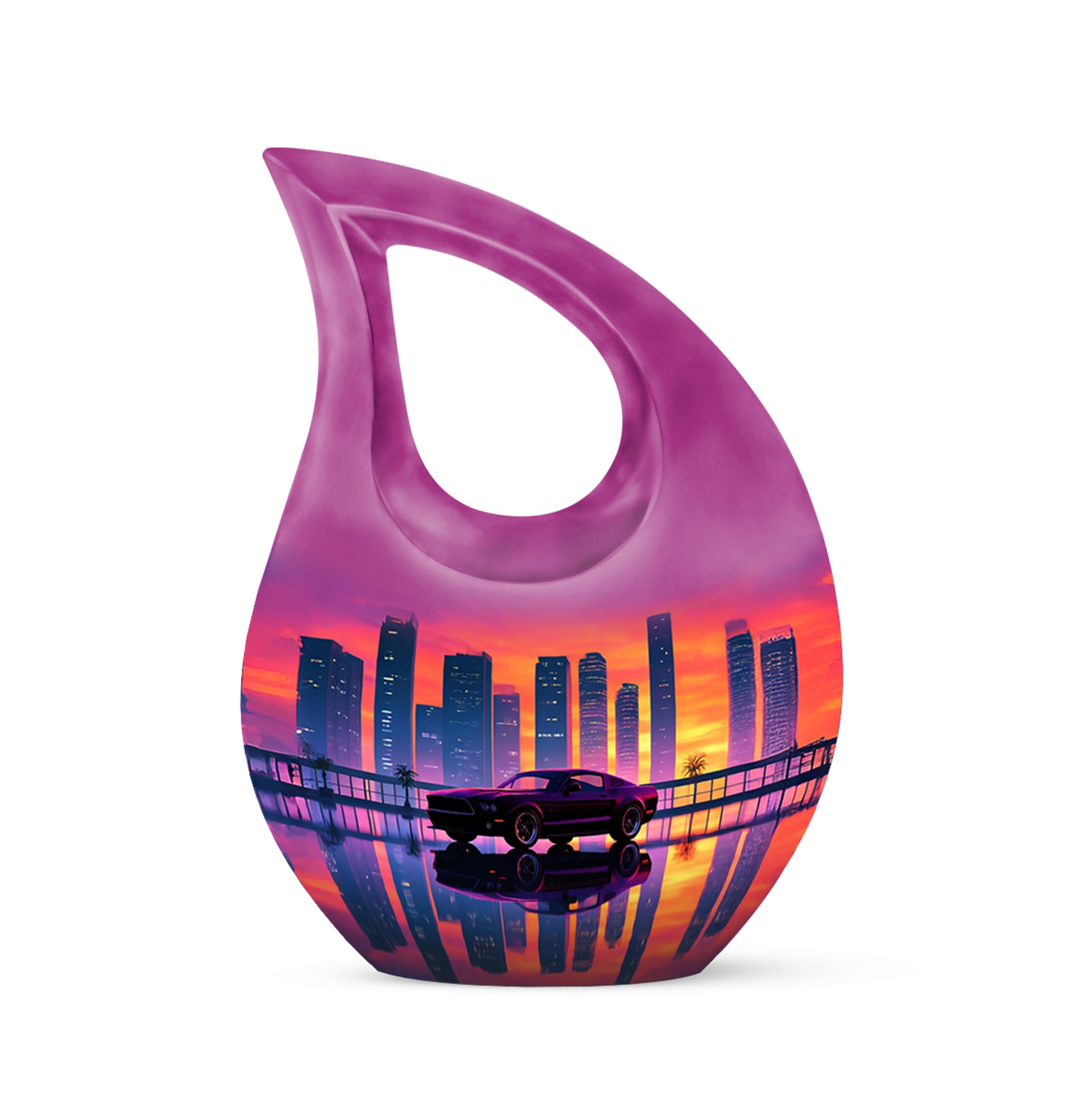 Dignified Pink Car Cremation Urn for Ashes - 10-inch, 200 cu in - Karyliz