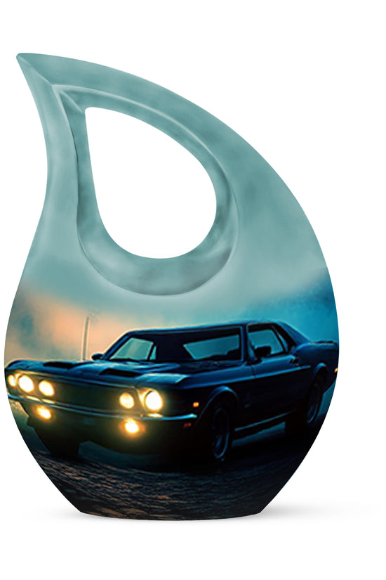 Blue Car Tribute Cremation Urns for Human Ashes - 10-inch, 200 cu in - Karyliz