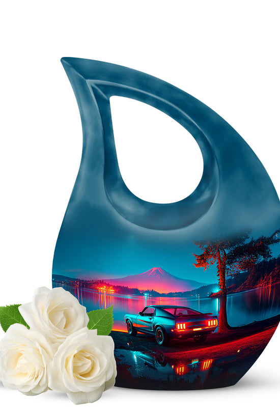 Divine Blue Car Cremation Urn for Ashes - 10-inch, 200 cu in - Karyliz