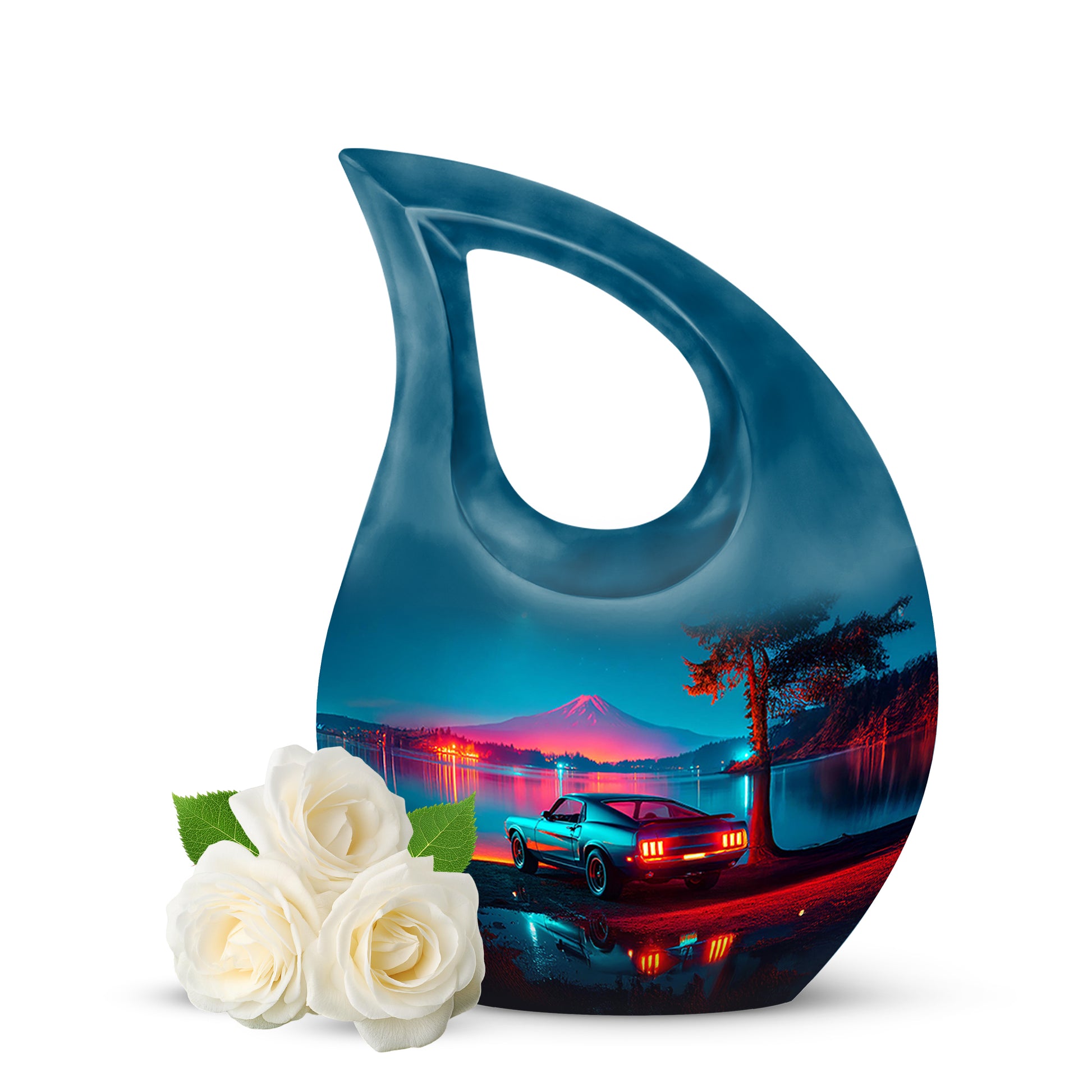 Divine Blue Car Cremation Urn for Ashes - 10-inch, 200 cu in - Karyliz