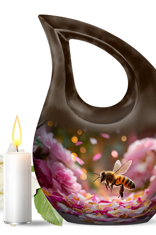 Gold Exquisite Bee Memorial Urn for Ashes - 10-inch, 200 cu in - Karyliz