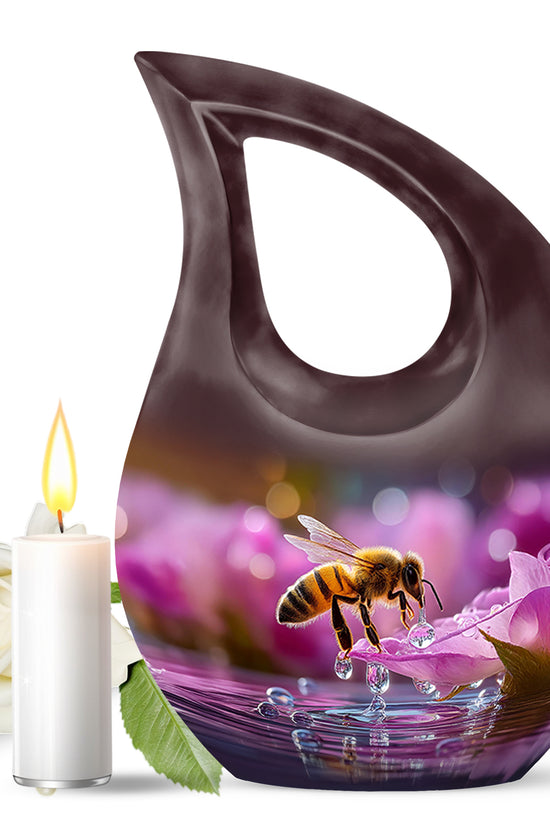 Red Treasured Bee Cremation Urns for Human Ashes - 10-inch, 200 cu in - Karyliz