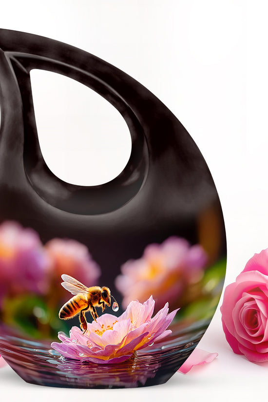 Ethereal Bee Memorial Cremation Urns - Black 10-inch, 200 cu in - Karyliz
