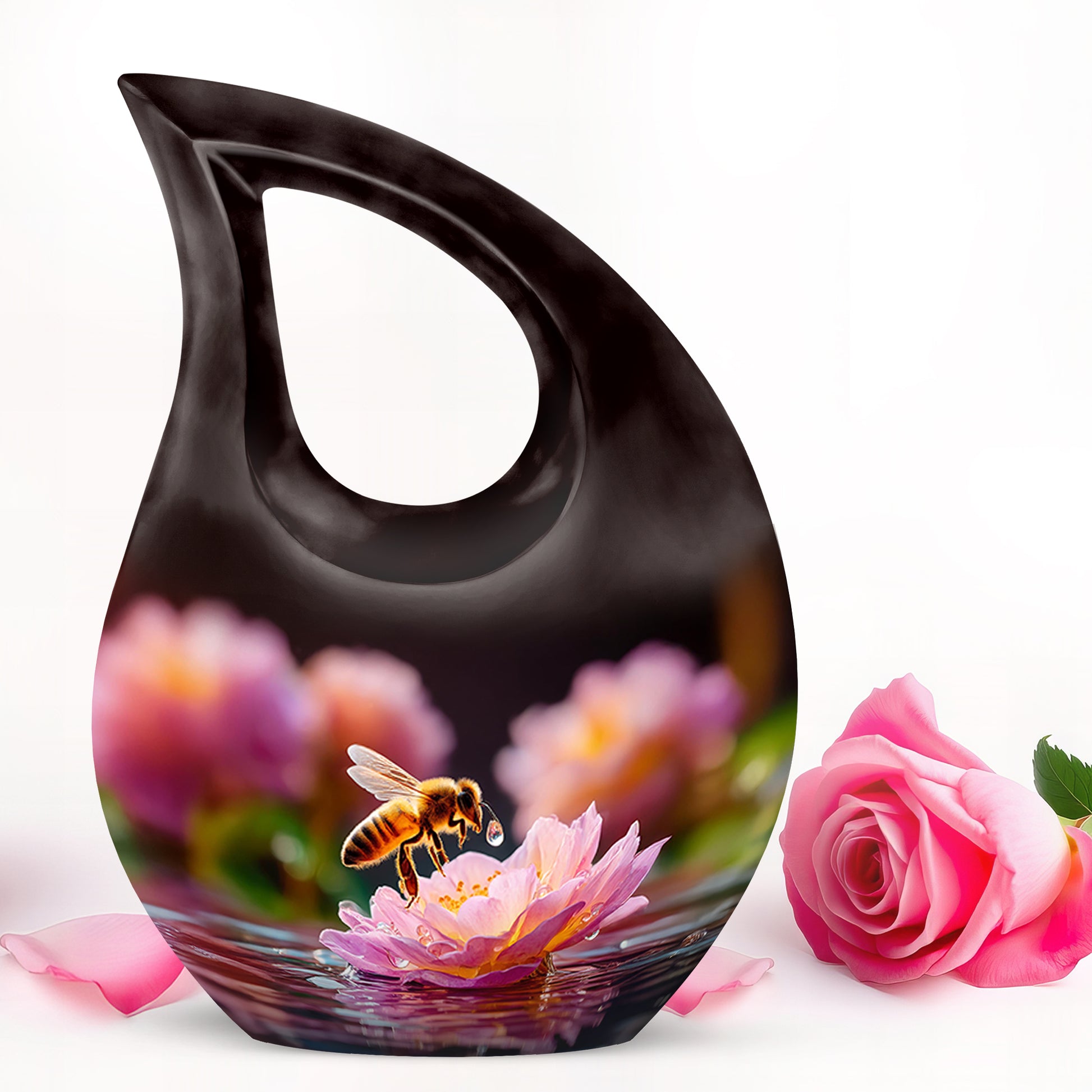 Ethereal Bee Memorial Cremation Urns - Black 10-inch, 200 cu in - Karyliz