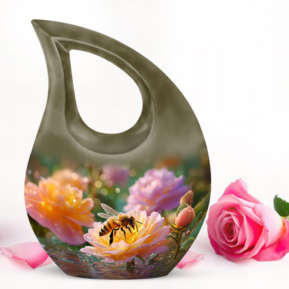 Everlasting Gold Bee Devotion Urn for Human Ashes - 10-inch, 200 cu in - Karyliz