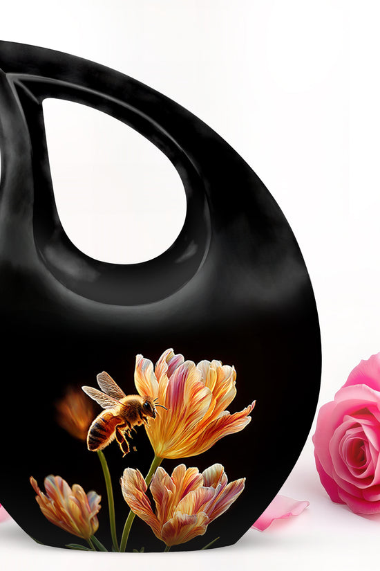 Black Bee Cremation Urns - Enduring Farewell 10-inch, 200 cu in - Karyliz