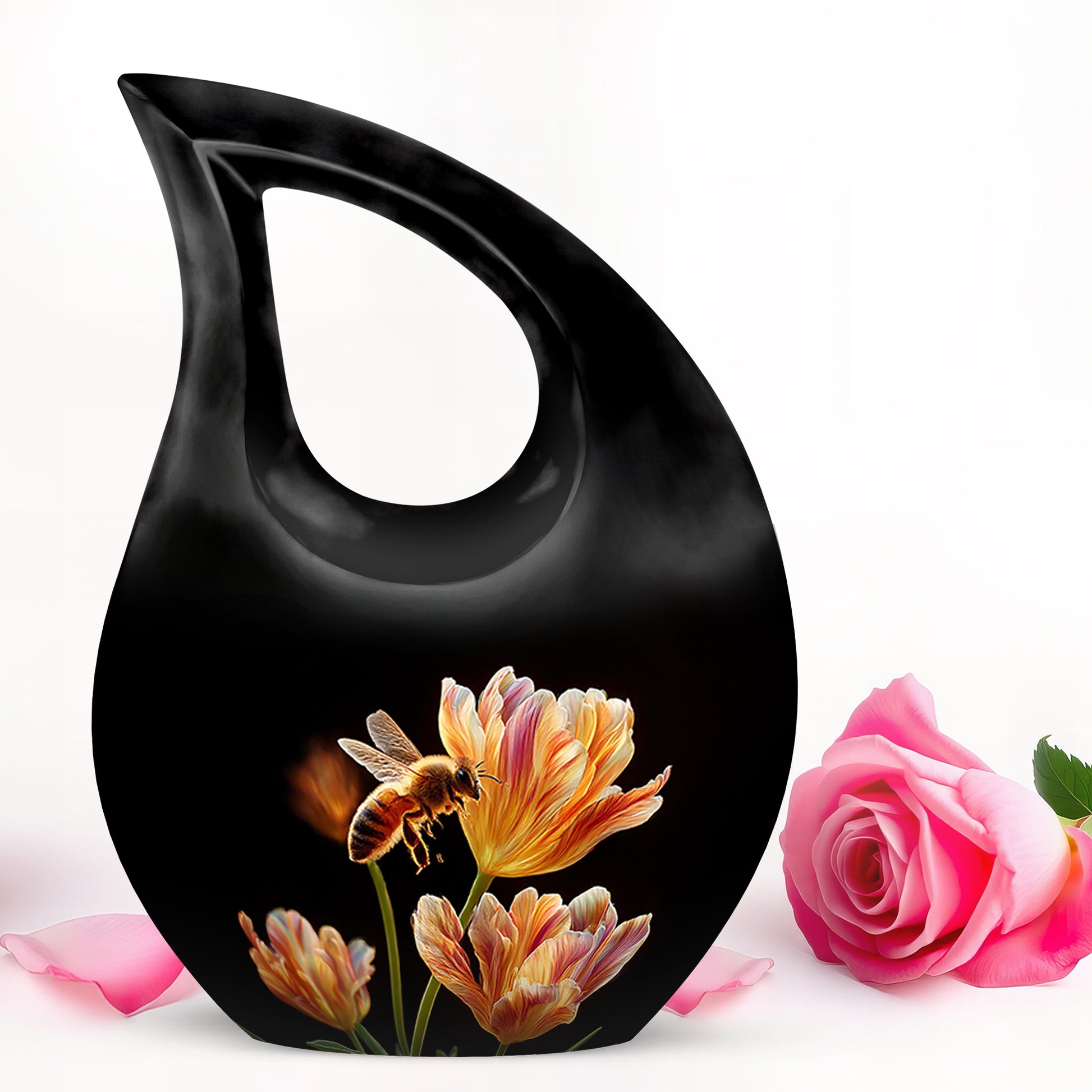 Black Bee Cremation Urns - Enduring Farewell 10-inch, 200 cu in - Karyliz