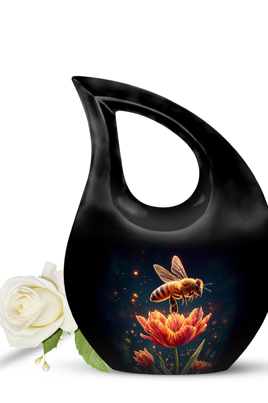 Personalized Black Bee Cremation Urns for Ashes - Enchanting 10-inch - Karyliz