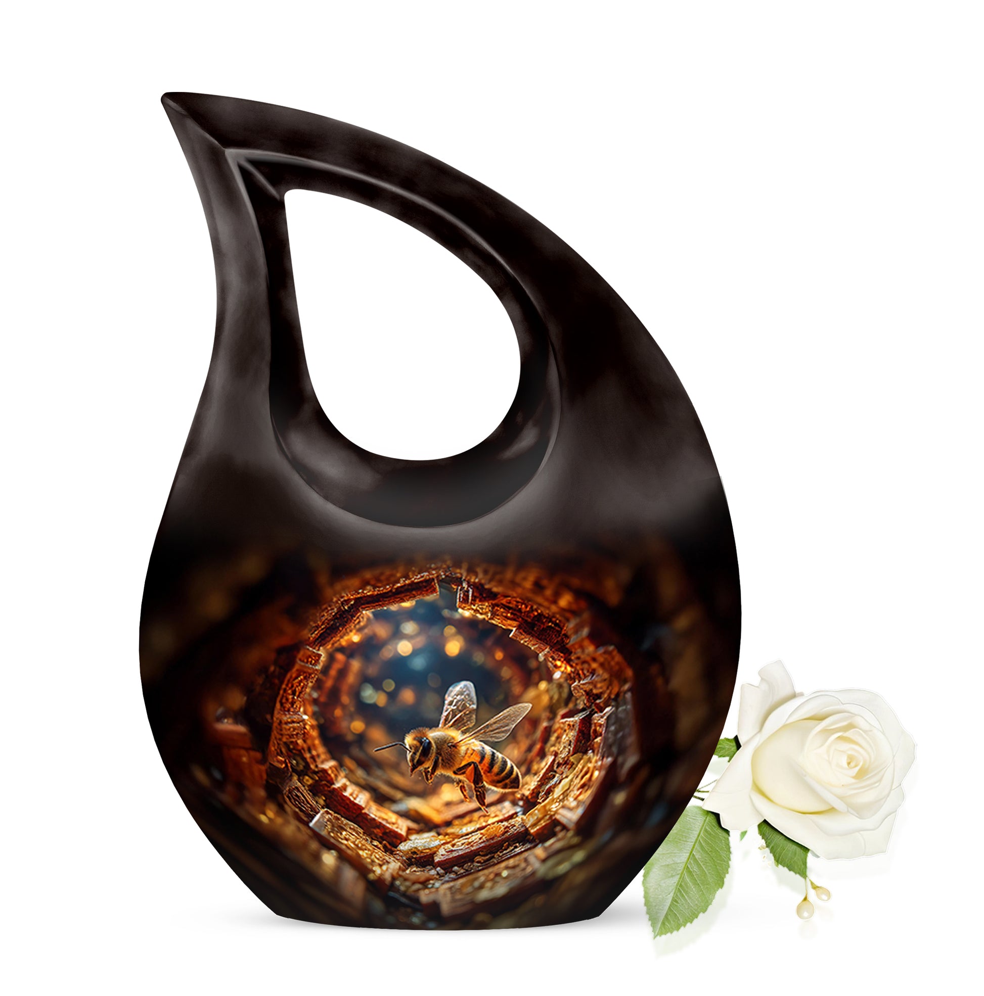 Divine Red Bee Cremation Urn for Ashes - 10-inch, 200 cu in - Karyliz