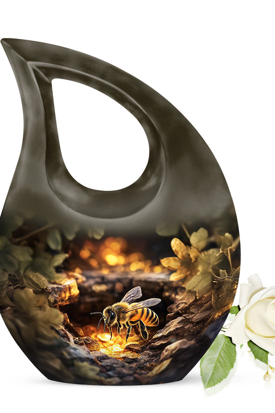 Gold Treasured Bee Cremation Urns for Human Ashes - 10-inch, 200 cu in - Karyliz
