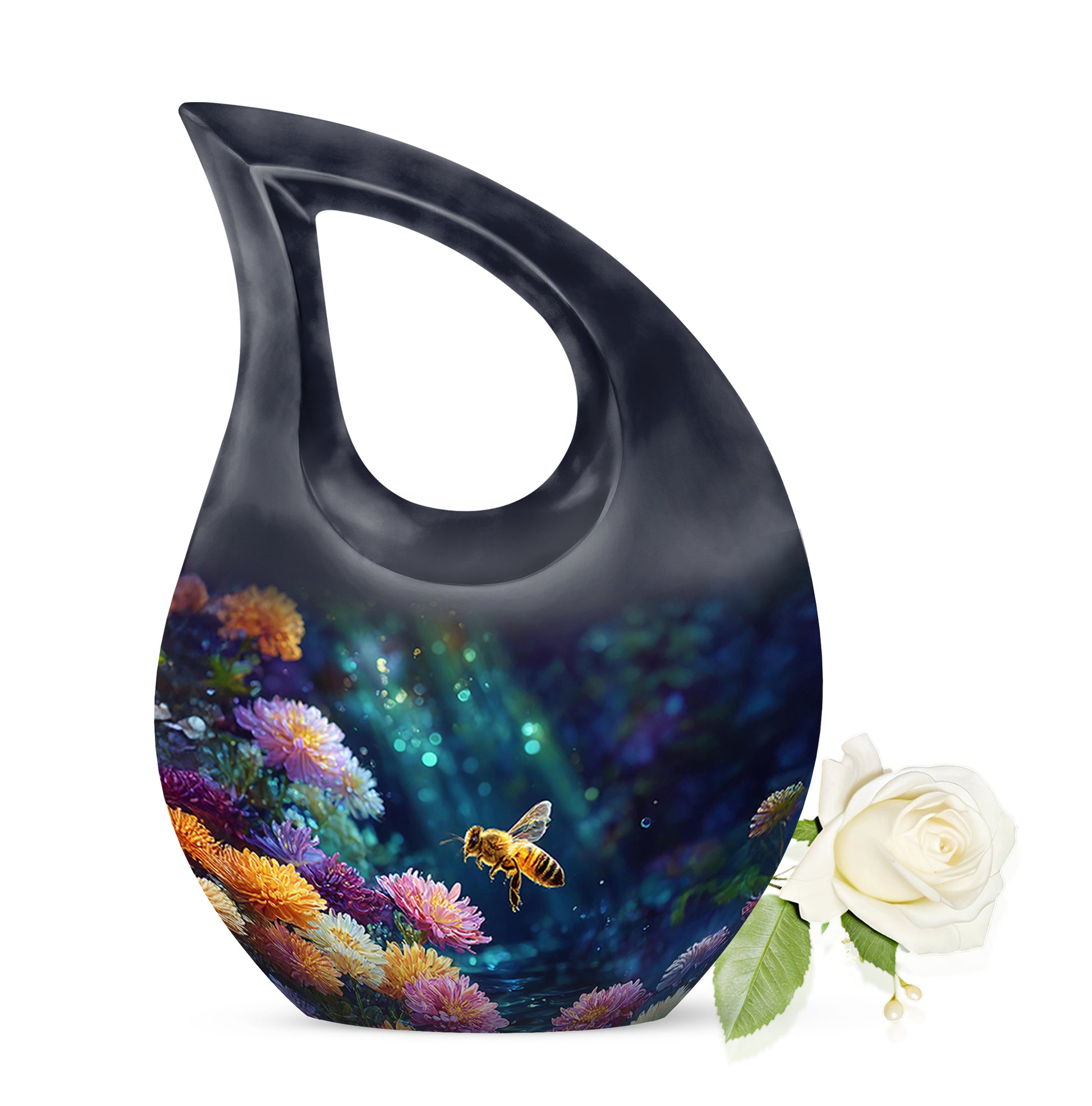 Sublime Bee Cremation Urns for Human Ashes - Black 10-inch - Karyliz