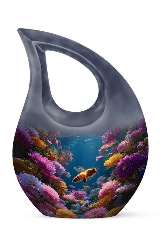 Divine Blue Bee Cremation Urn for Ashes - 10-inch, 200 cu in - Karyliz