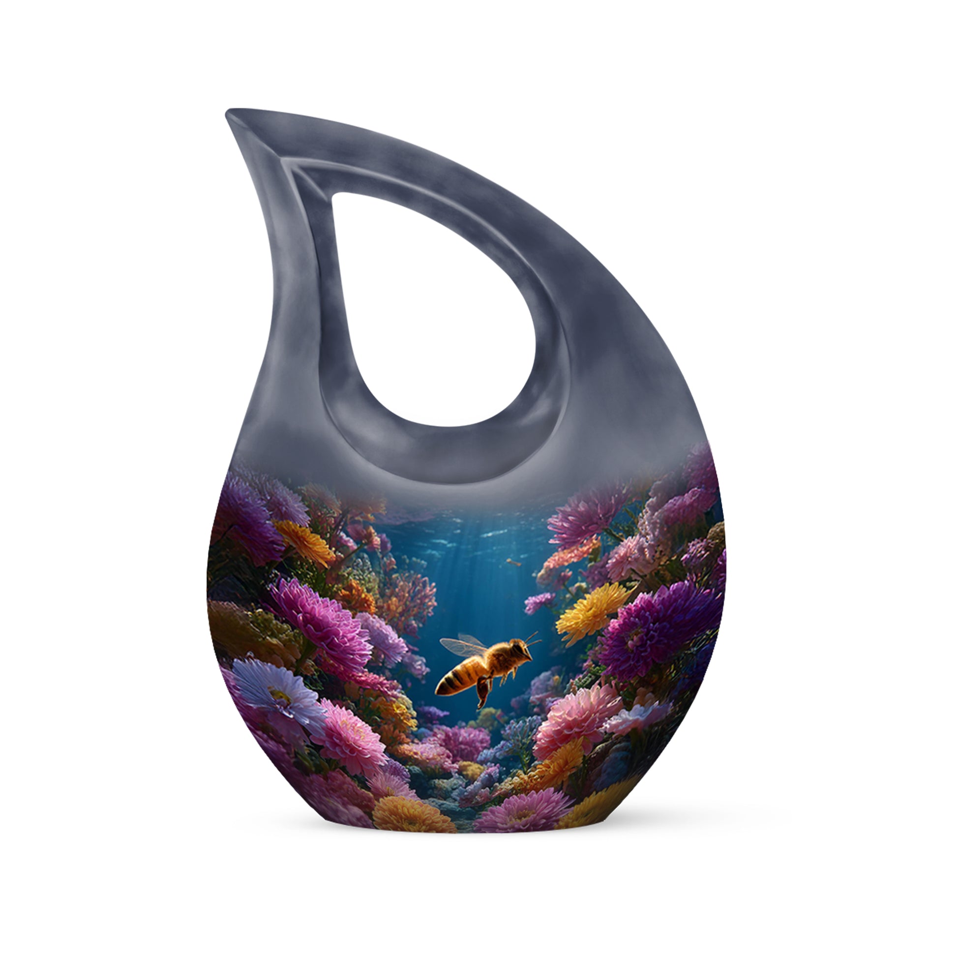 Divine Blue Bee Cremation Urn for Ashes - 10-inch, 200 cu in - Karyliz