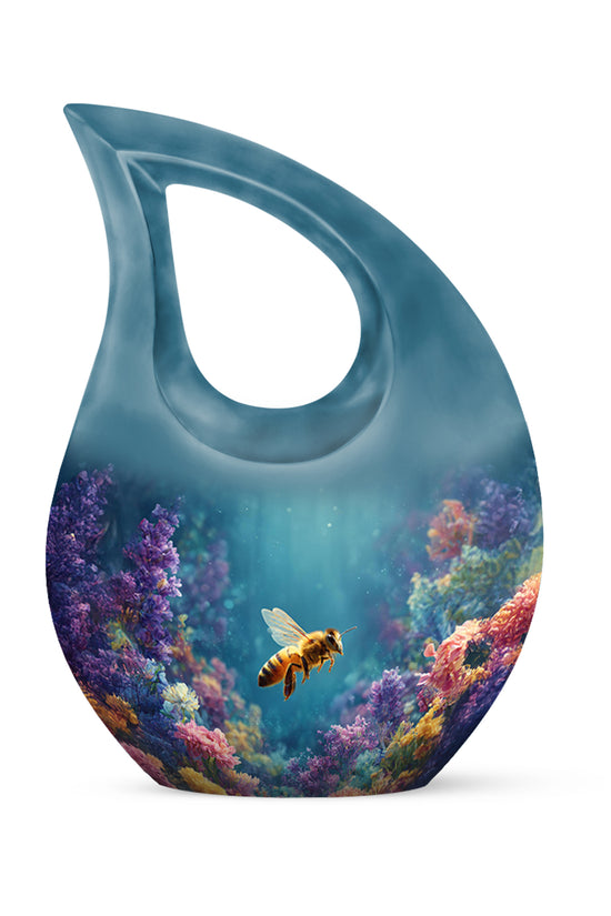 Personalized Teal Steadfast Bee Cremation Urns for Human Ashes - 10-inch, 200 cu in - Karyliz
