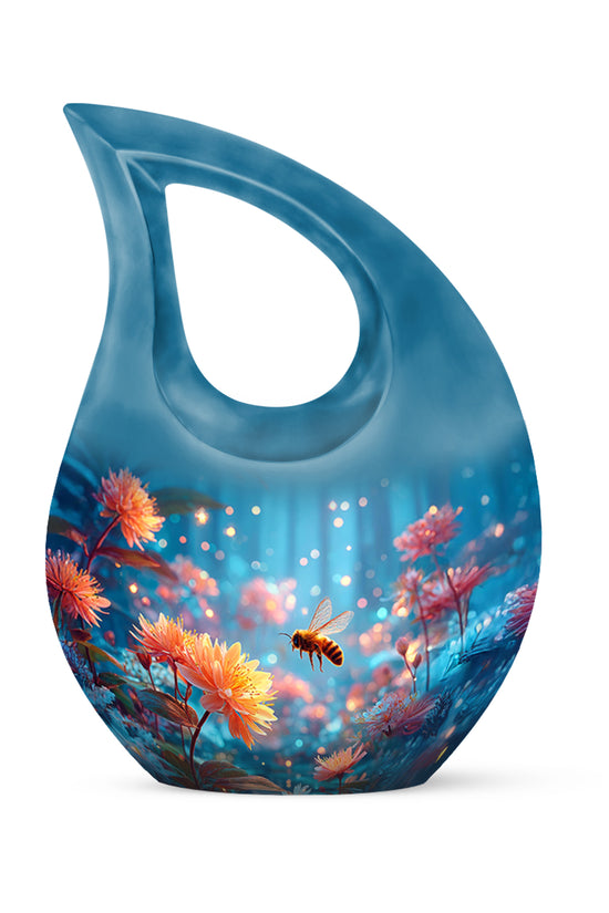 Timeless Blue Bee Cremation Urn for Ashes - 10-inch, 200 cu in - Karyliz