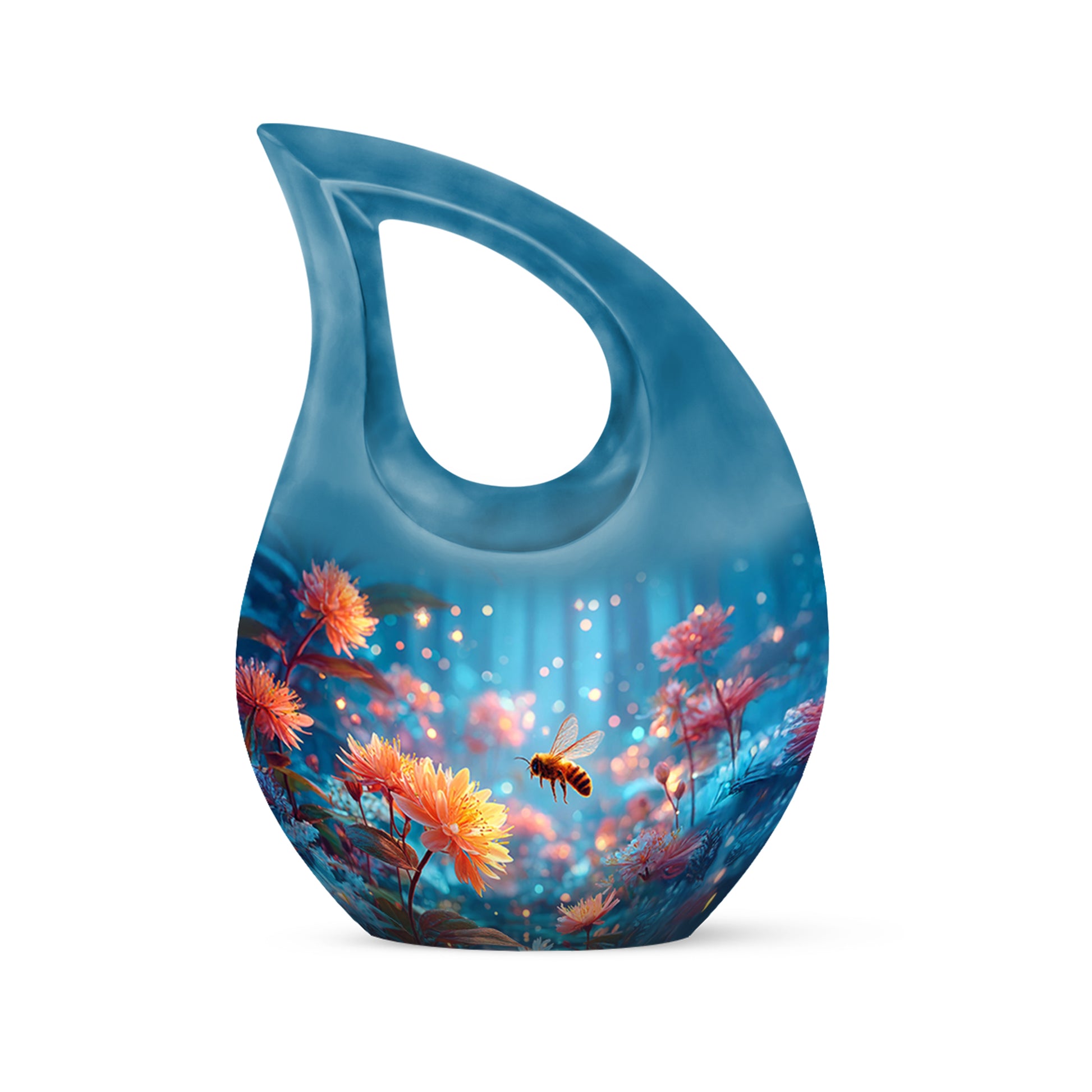 Timeless Blue Bee Cremation Urn for Ashes - 10-inch, 200 cu in - Karyliz
