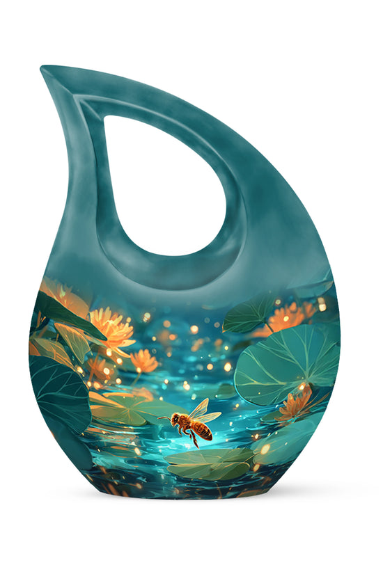 Personalized Teal Bee Cremation Urns for Ashes - Enchanting 10-inch - Karyliz