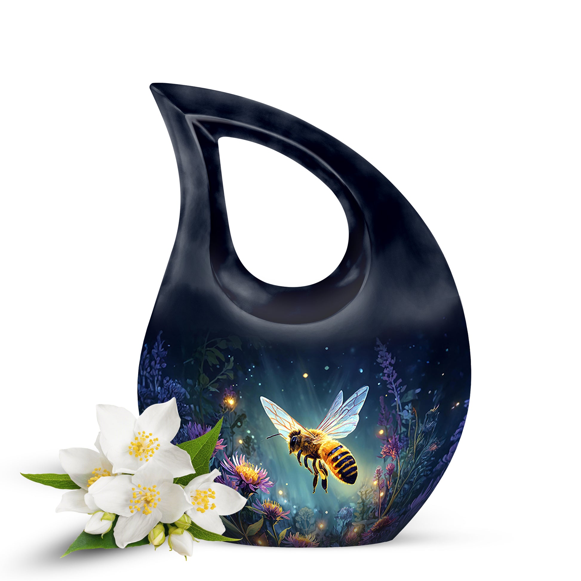 Blue Venerable Bee Cremation Urns for Human Ashes - 10-inch, 200 cu in - Karyliz