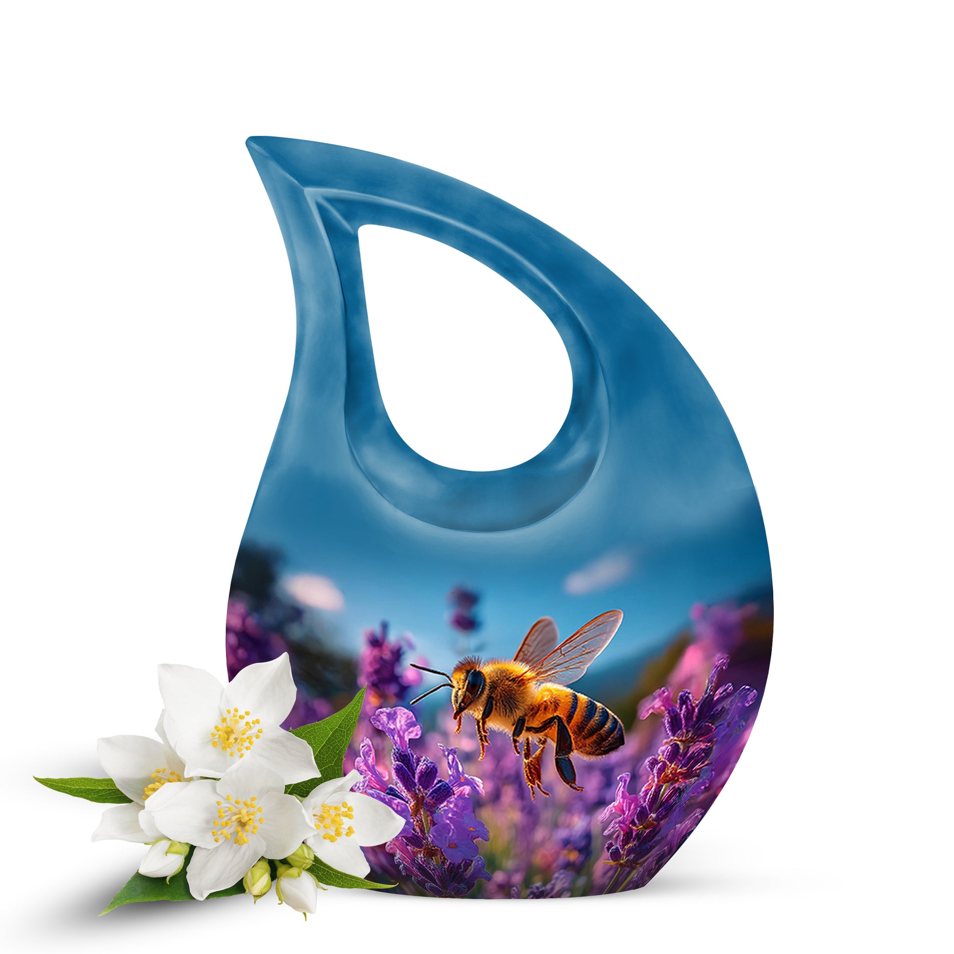 Personalized Magnificent Bee Cremation Urns - Blue 10-inch, 200 cu in - Karyliz